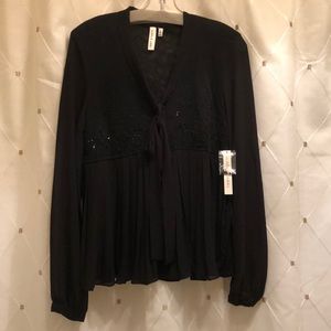 Black beaded with embroidery dressy shirt